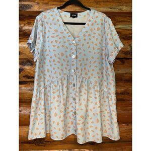 Heyson Baby Blue V-neck Baby Doll Tunic Size‎ Large